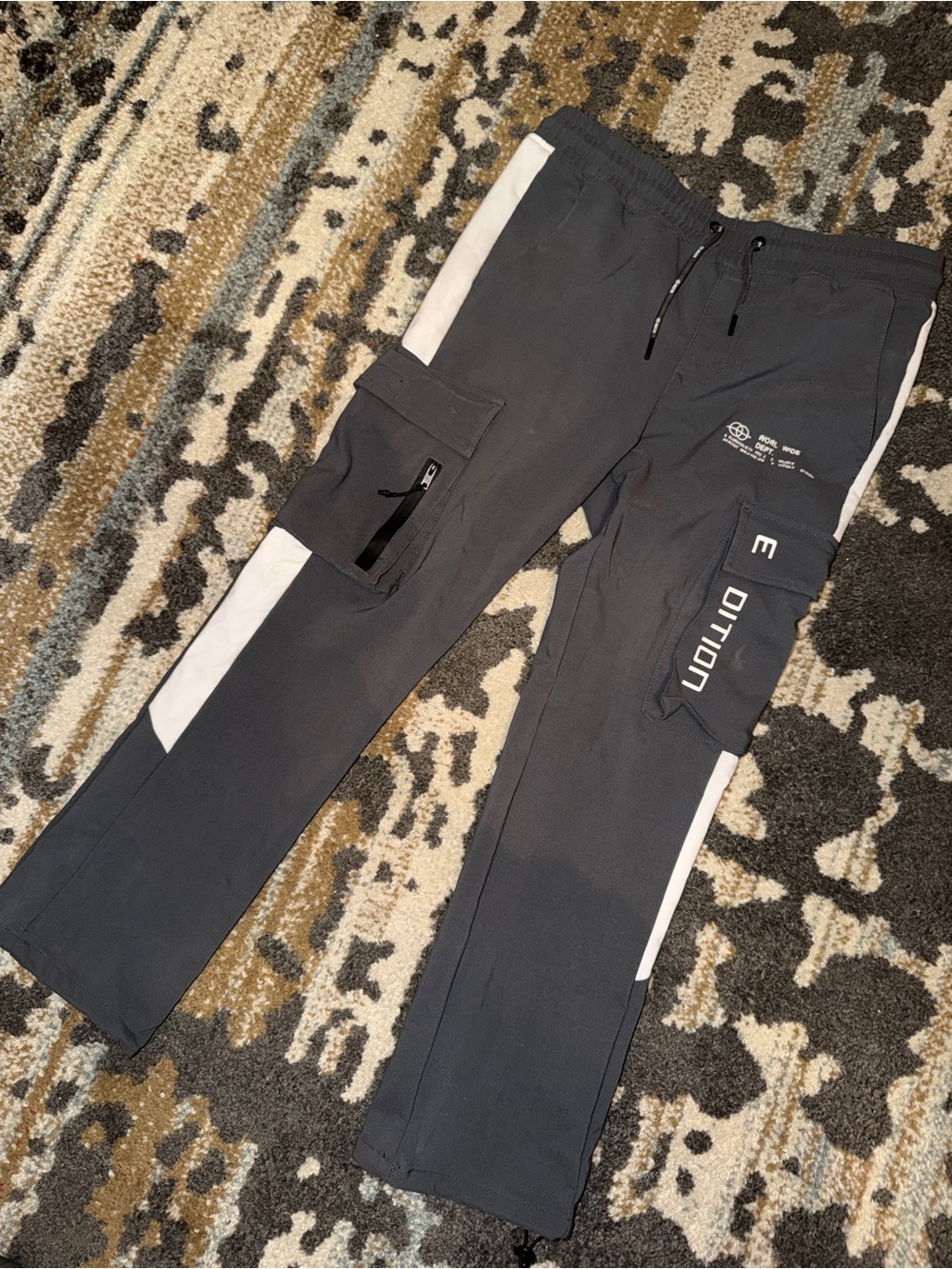 Reef Black Cargo Pants with White Panels